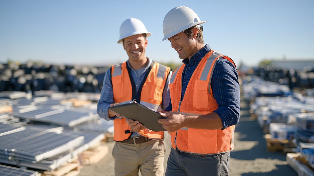 Senior construction manager reviewing drawings with the project team