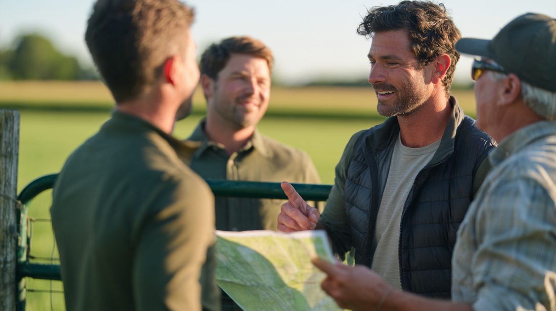 Two developers discussing a project on site