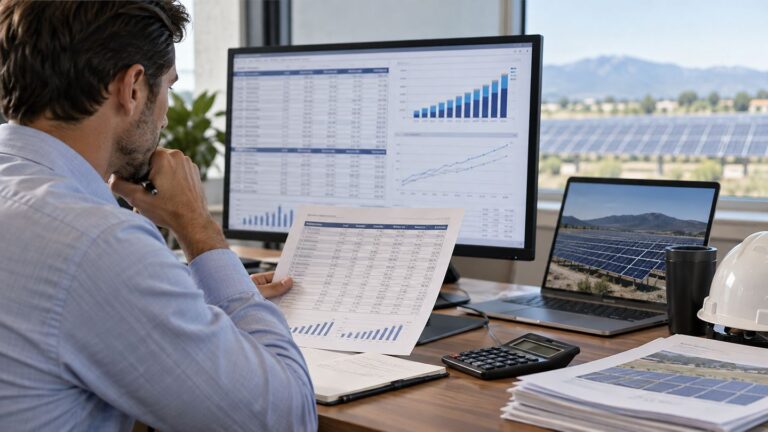 Analyst tracking pipeline charts across two monitors