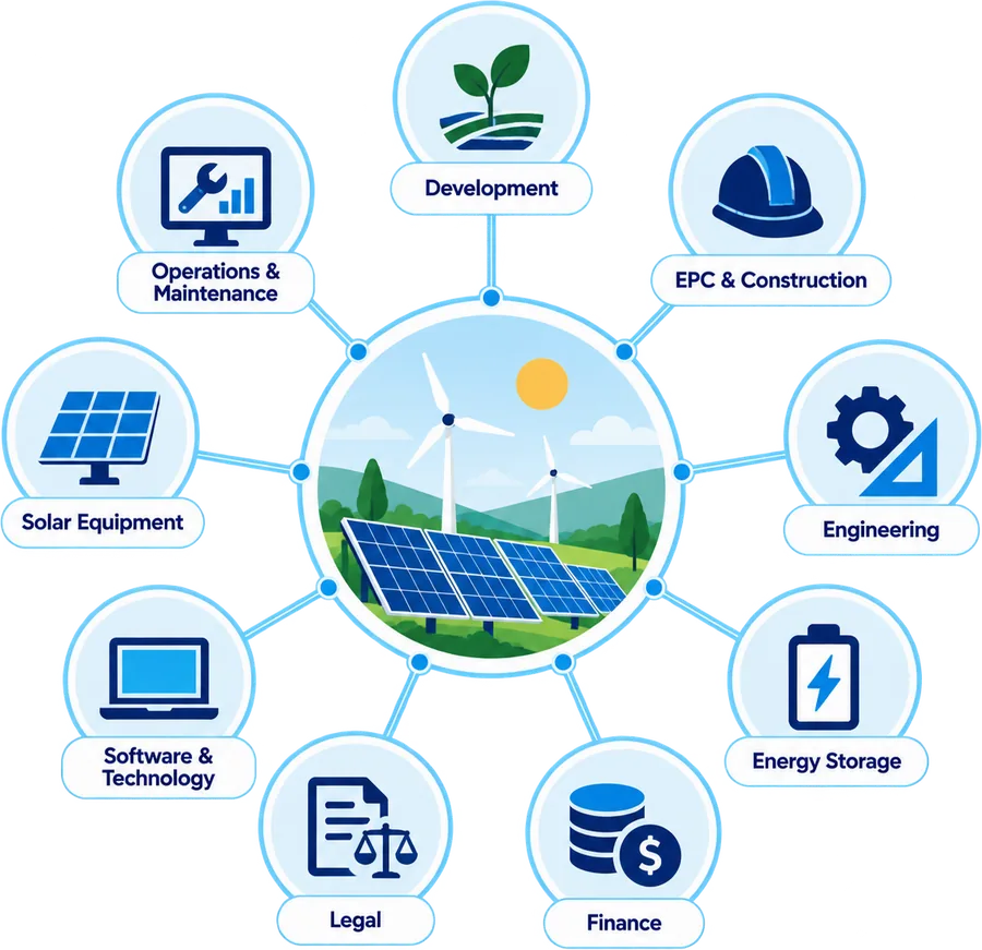Illustration of a directory of renewable energy suppliers