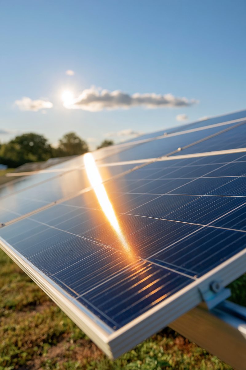 Installers mounting solar modules on a rooftop